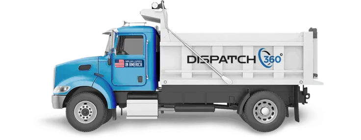 Aggregate dump truck hauling materials — Dispatch360 aggregate dispatch software